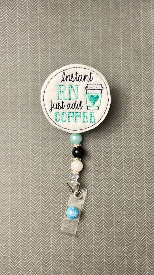 RN Coffee - Green, Black and White Badge