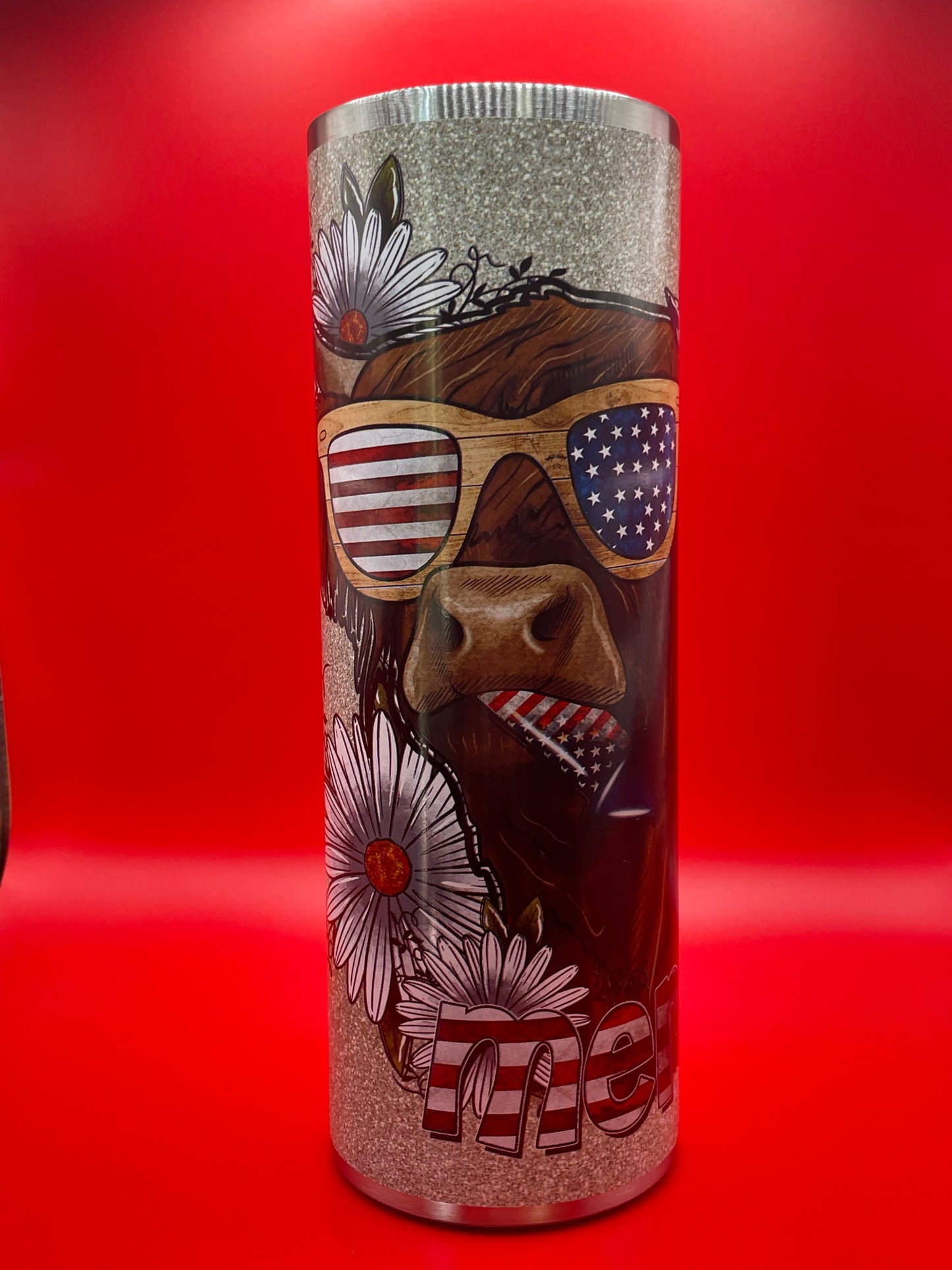 20oz Skinny "Merica Cow"