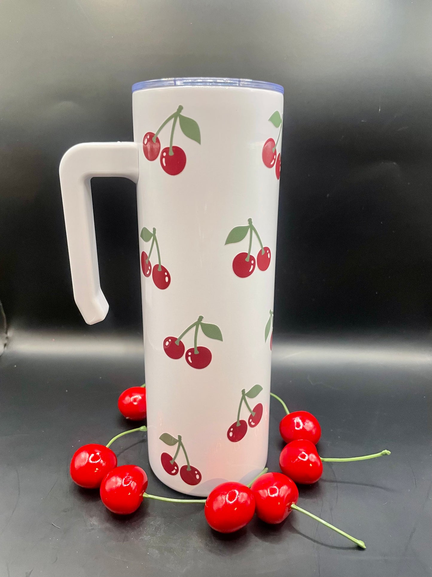 20oz Cherry Tumbler with Handle