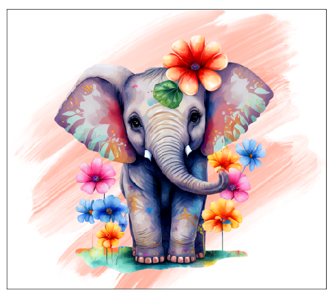 Elephant with Flowers - Holographic