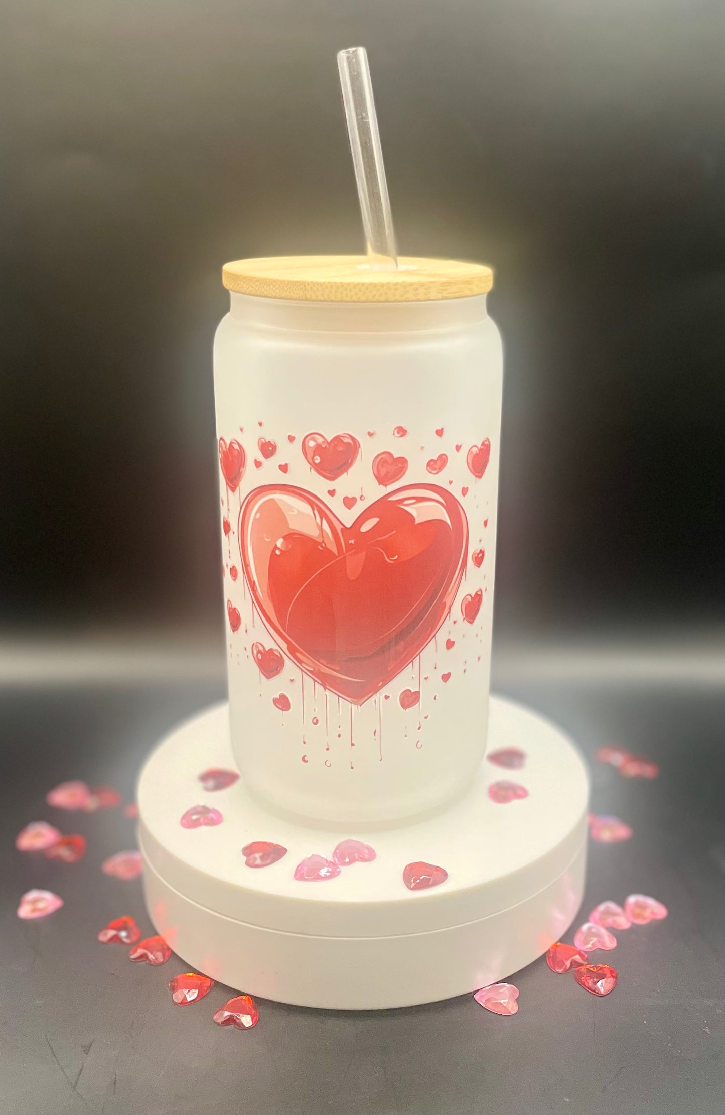 Valentines 16oz Frosted Glass Cop