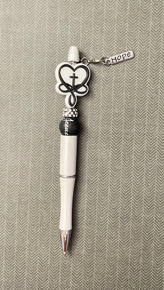 Religious - White Pen with Charm