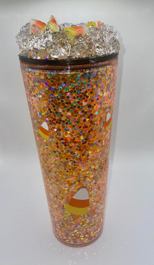 24oz Candy Corn SnowGlobe with Candy Corn Ice Topper - Glows