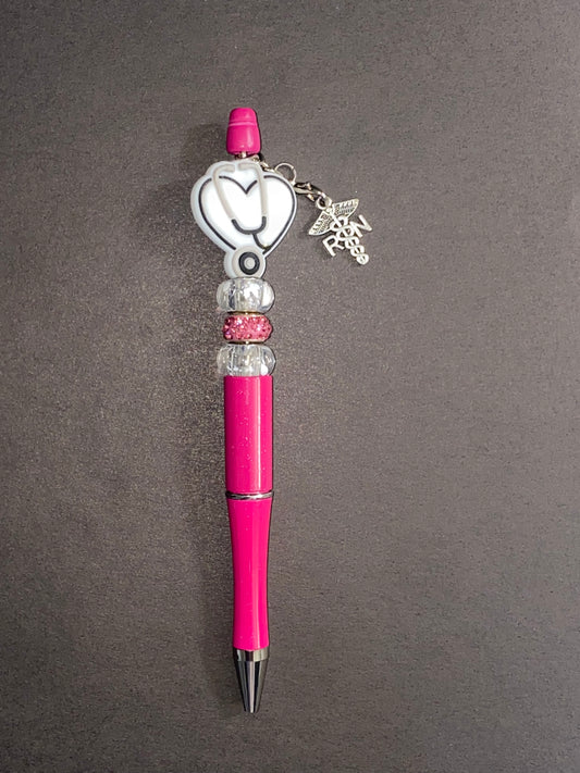 Nurse Handmade Pen - Pink w/Charm